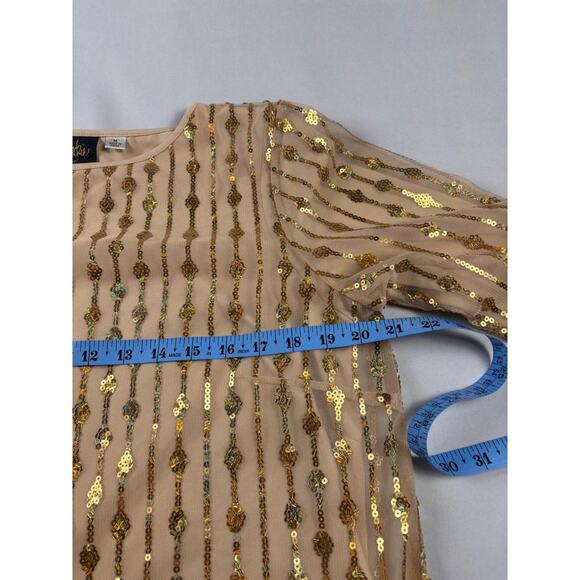 Bob Mackie Wearable Art Sequin Dress Gold Art Deco Glam Cocktail Party Size  M
